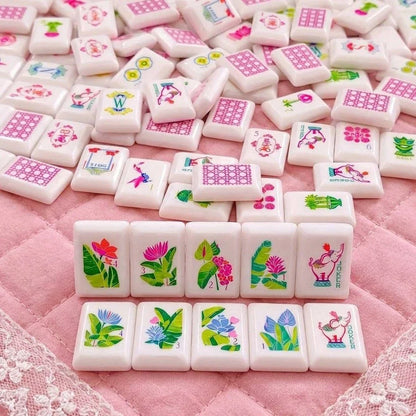 New Style Pink Lattice America Mahjong Set Free Shipping (Tiles only)