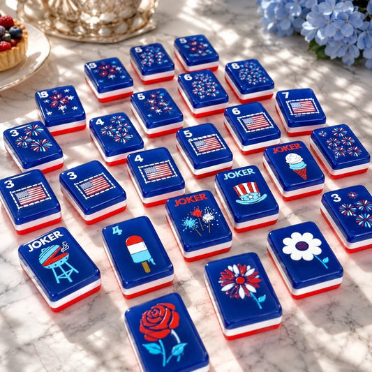 American Mahjong Tiles, Premium Acrylic Tiles with USA Flag