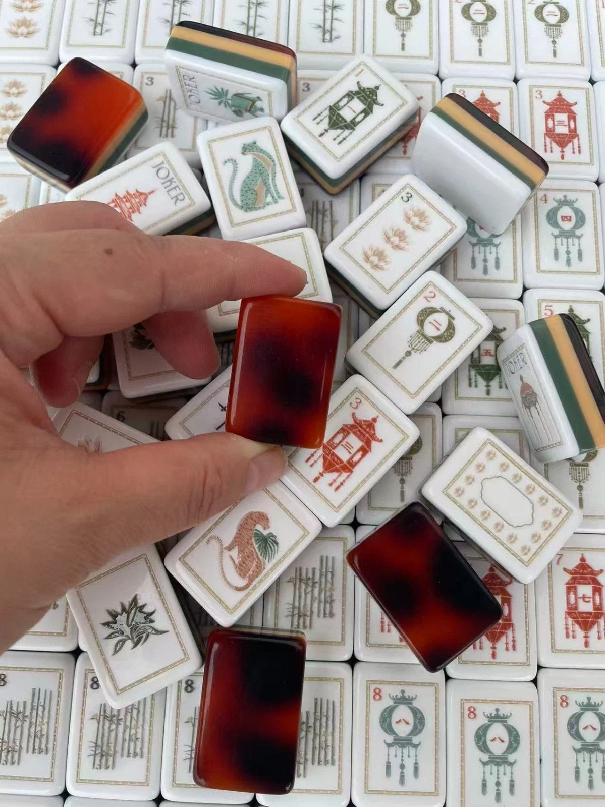American Luxurious White Lotus Mahjong Set Free Shipping