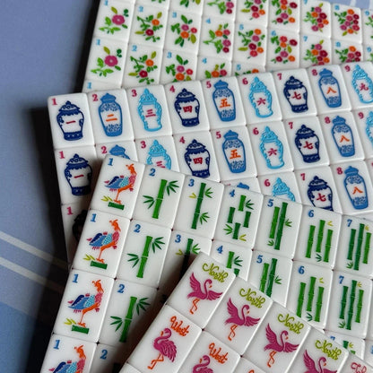 Luxury Pink Edge Tropical Flamingo Floral American Mahjong Set 160Pcs Free ship