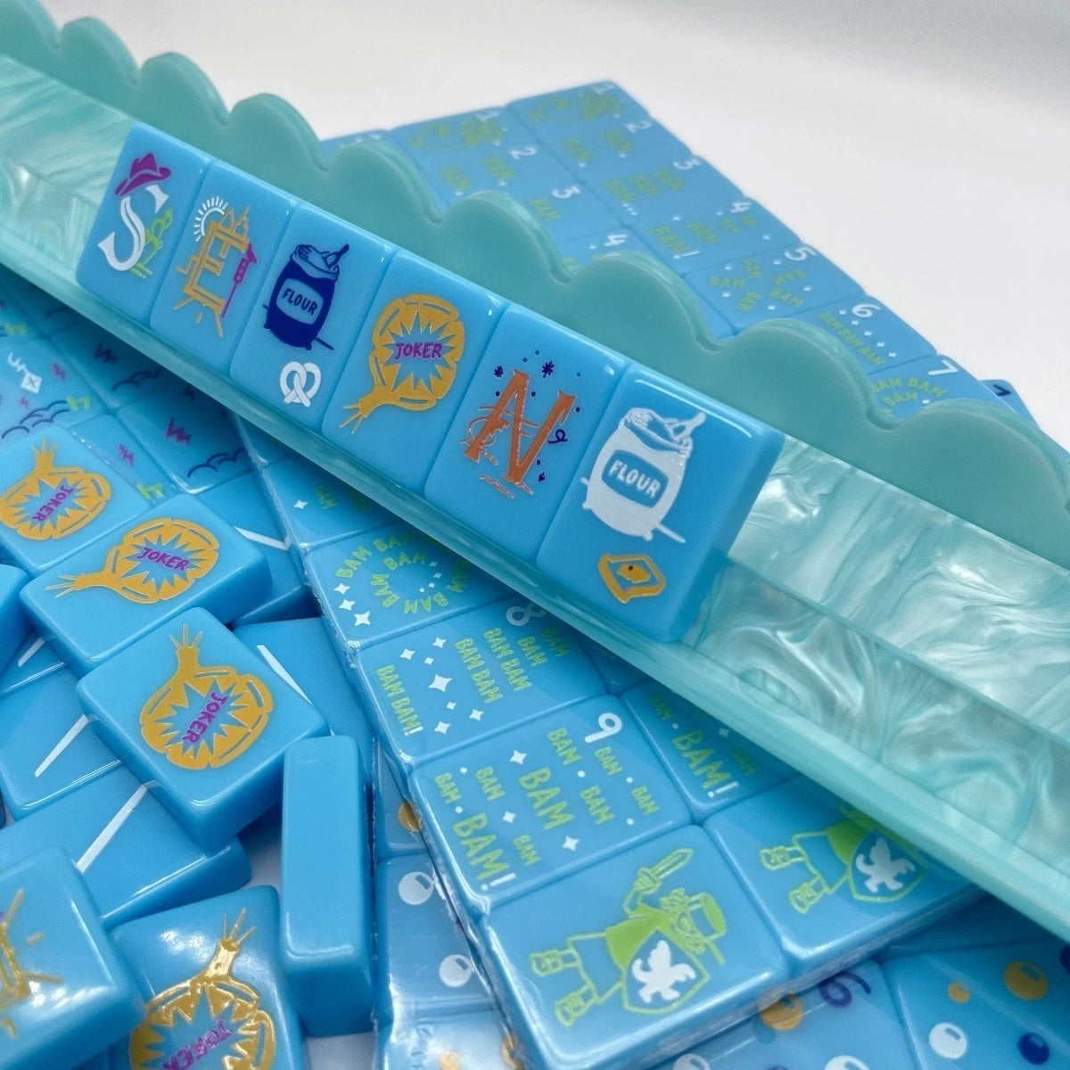 American Electric Blue Acrylic Mahjong Tiles Free Shipping
