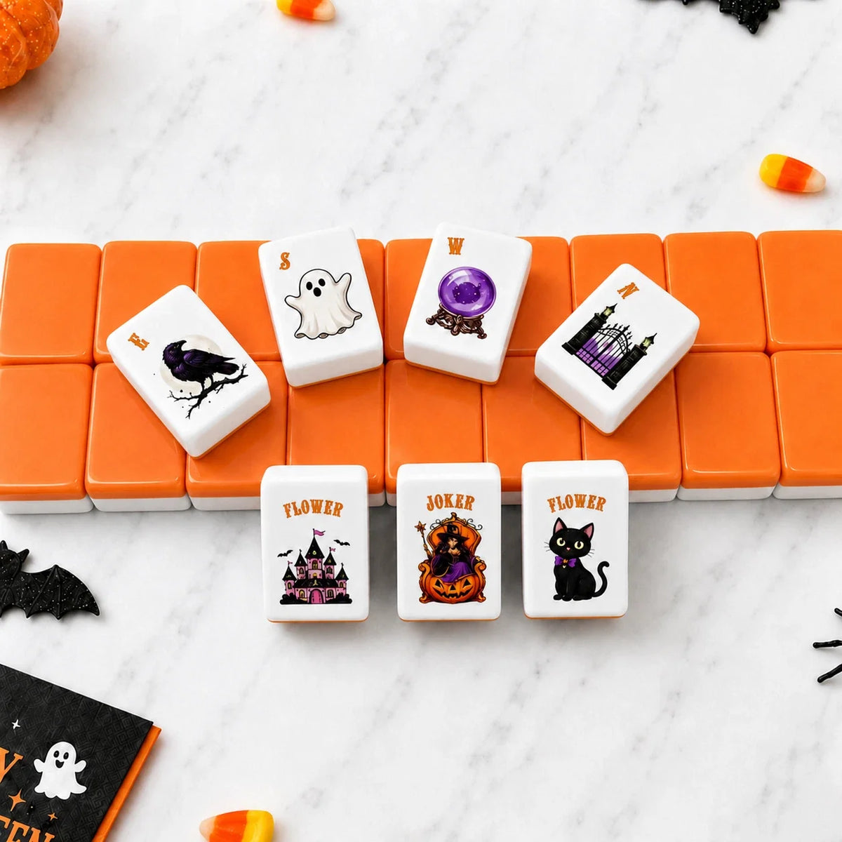 Halloween Themed Acrylic American Mahjong Complete Set, 160 Tiles (Tiles only)