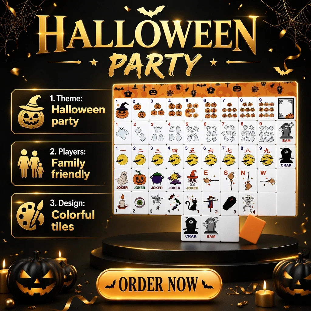 Halloween Pumpkin Ghost Printed American Mahjong Set Custom Acrylic Tiles