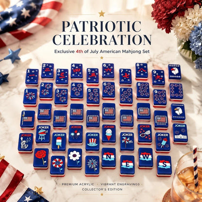 American Mahjong Tiles, Premium Acrylic Tiles with USA Flag