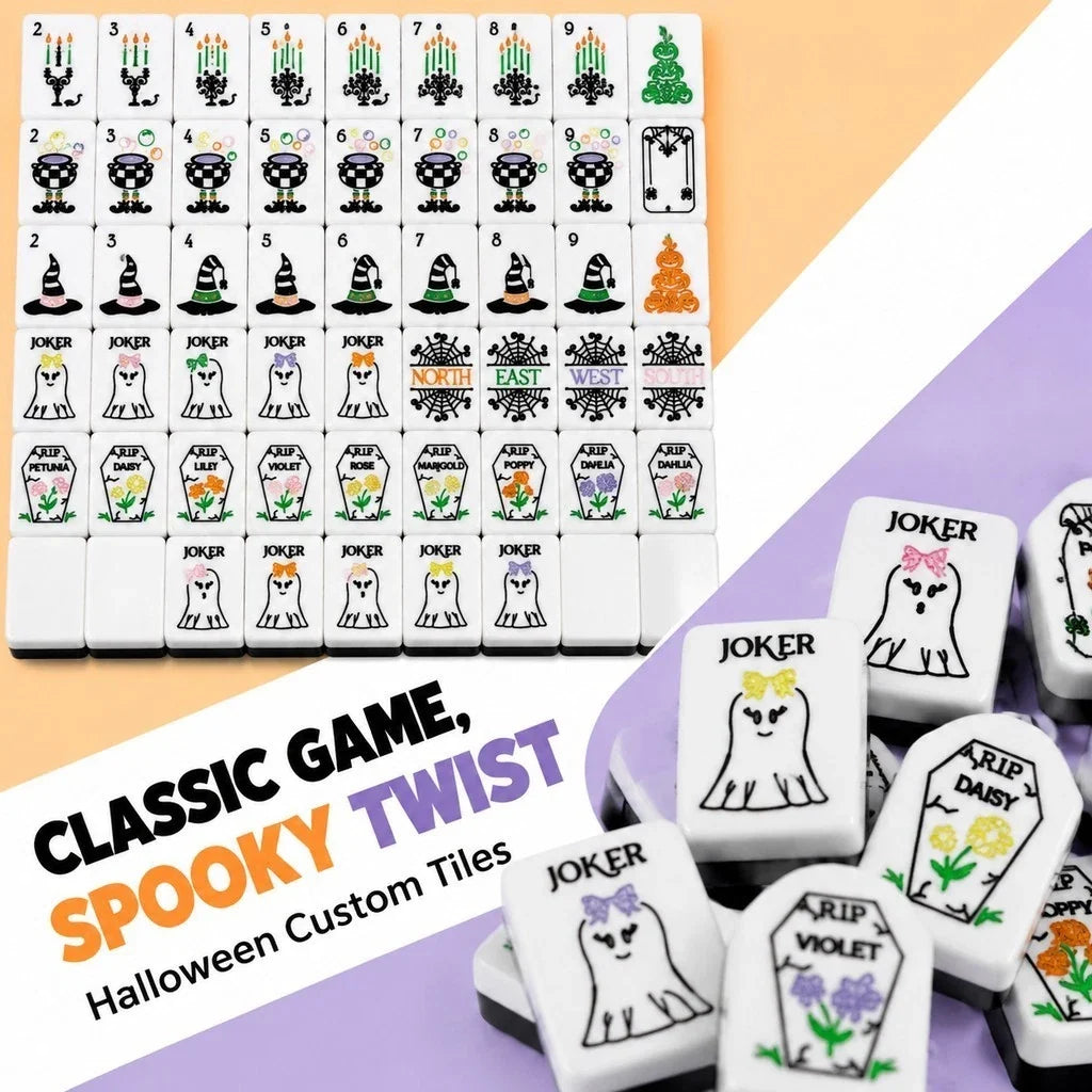Halloween Hocus Pocus American Mahjong 160 set 2-Layer Engraved Acrylic Tiles