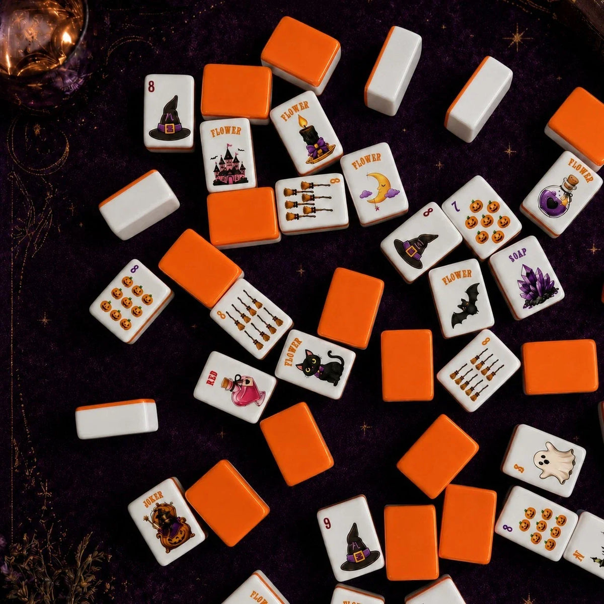 Halloween Themed Acrylic American Mahjong Complete Set, 160 Tiles (Tiles only)
