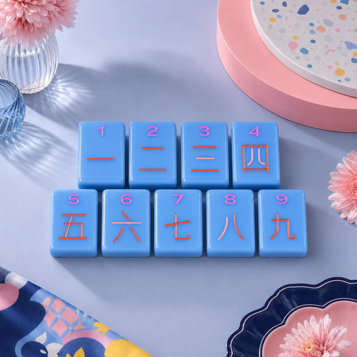 Luxury Blue Modern American Mahjong tile set Free Shipping