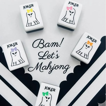 Witch Hat Design Halloween Mahjong Black and White Mahjong Tiles-160 tiles
