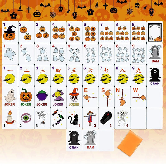 Halloween Pumpkin Ghost Printed American Mahjong Set Custom Acrylic Tiles