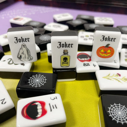 Acrylic American Black Label Halloween Theme Mahjong Tile Set 160 tiles Freeship