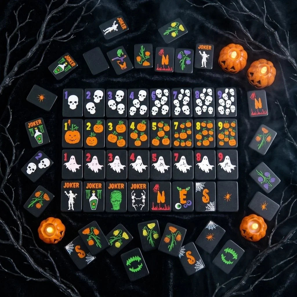 Black Halloween Themed American Mahjong Tile Set Free Shipping