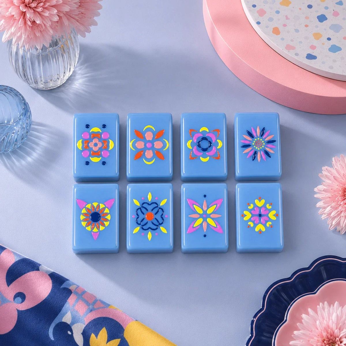 Luxury Blue Modern American Mahjong tile set Free Shipping