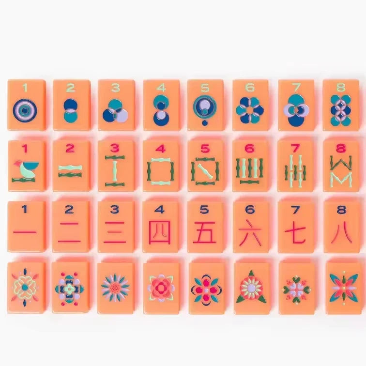 Modern Luxury Minimal Barney Orange Single Layer Acrylic American Mahjong Set