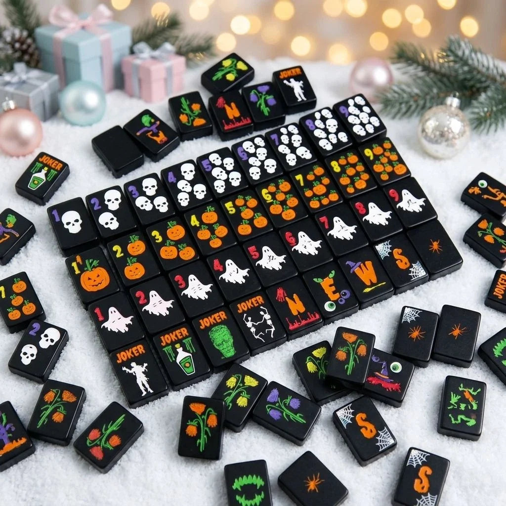 Black Halloween Themed American Mahjong Tile Set Free Shipping