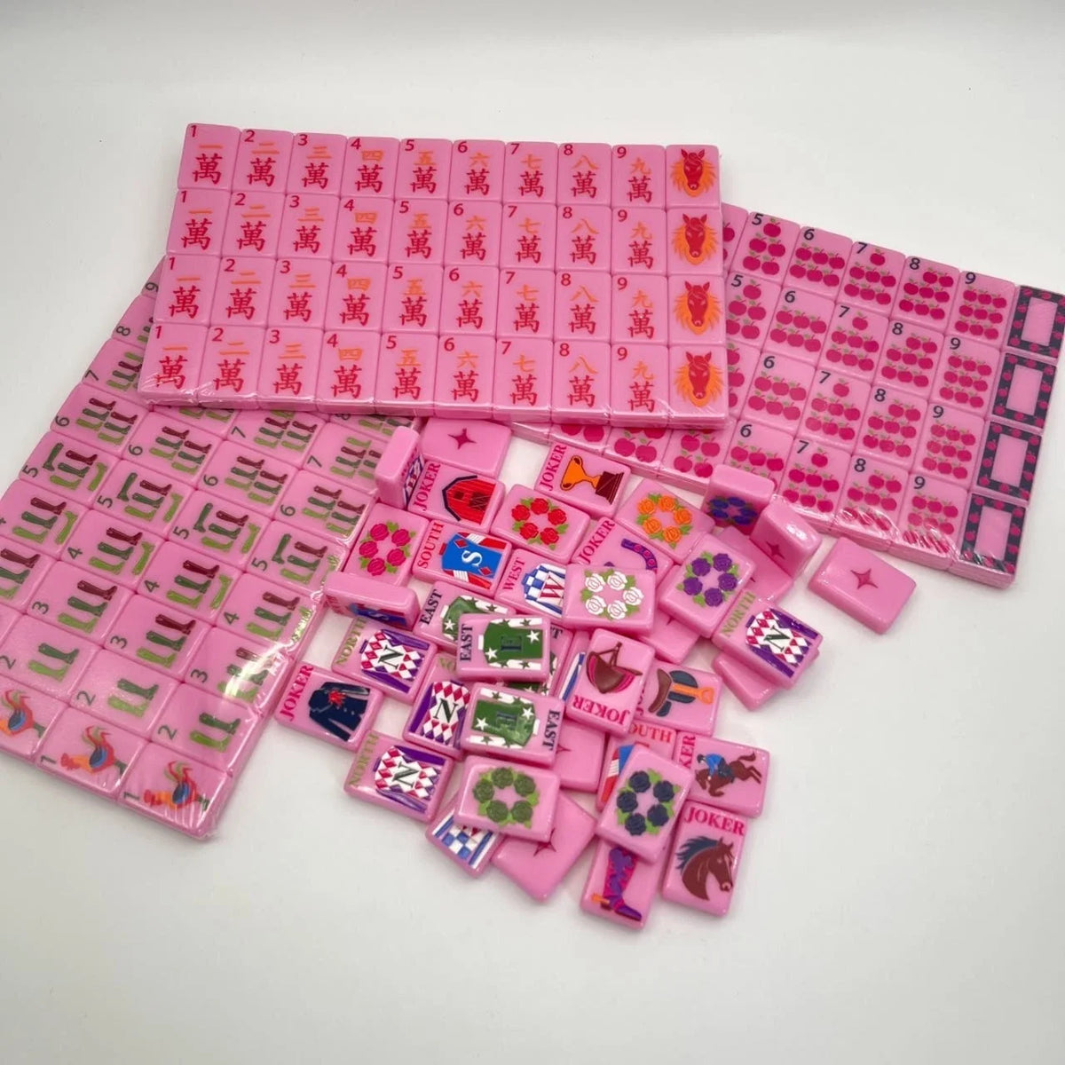 Year of the Horse Saddle Pink tiles Mahjong game Free Shipping