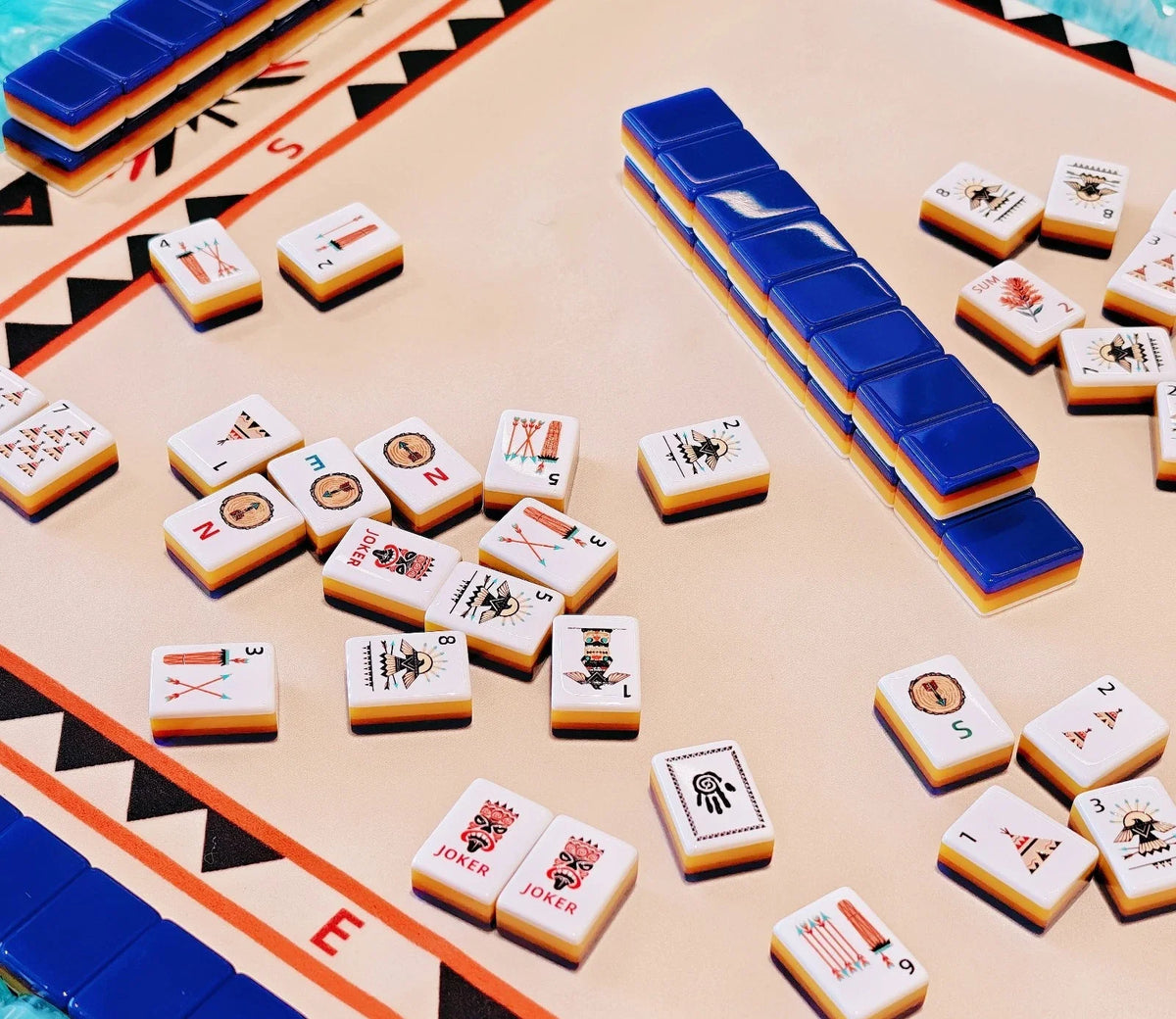 Native Pattern Glossy Acrylic American Mahjong Set Free Shipping