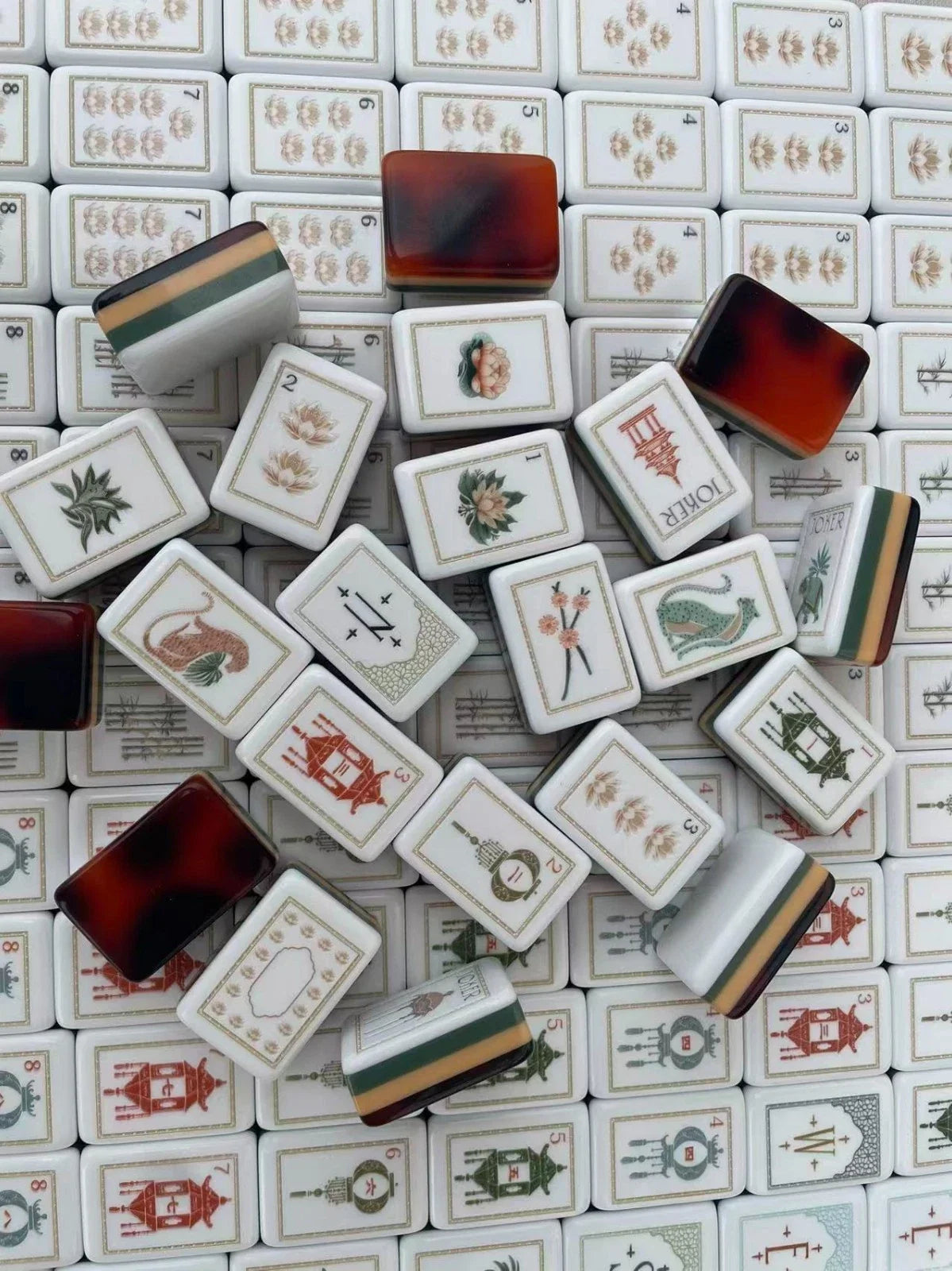 American Luxurious White Lotus Mahjong Set Free Shipping
