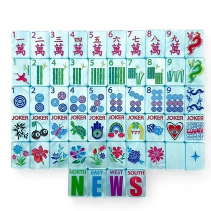 Lucky Charms Blue Pearl Acrylic American Mahjong Set 160 Tiles FREE SHIP