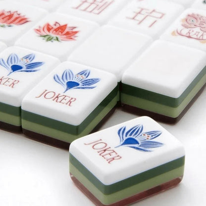 Wood Grain Heritage Mahjong Set 160 Engraved 4 Layer Acrylic Luxury tiles