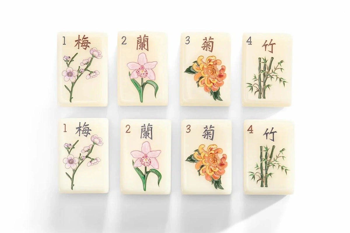 Modern American-style Jade Garden Tile and Acrylic Mahjong Set (Tiles only)
