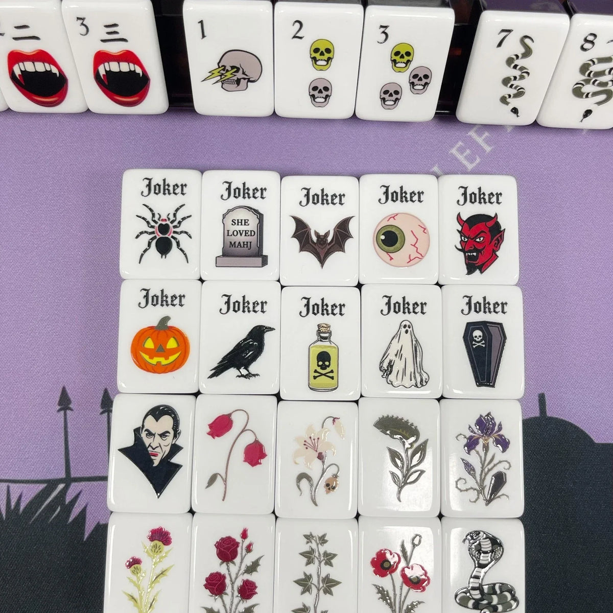 Acrylic American Black Label Halloween Theme Mahjong Tile Set 160 tiles Freeship