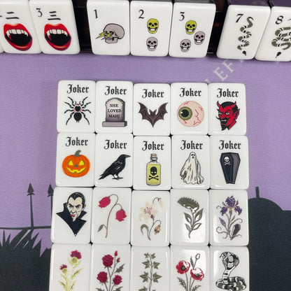 Acrylic American Black Label Halloween Theme Mahjong Tile Set 160 tiles Freeship
