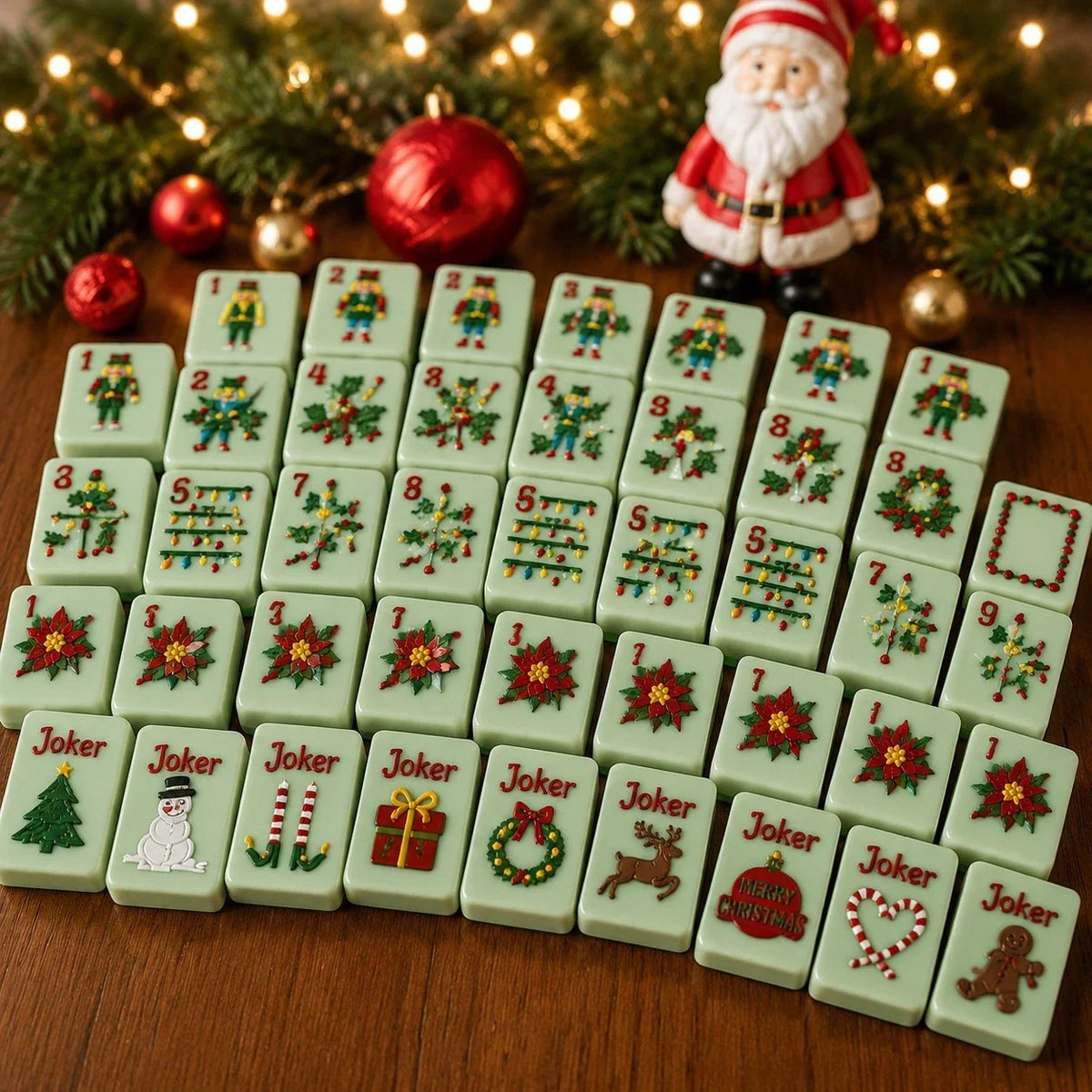 Green Christmas Style Single American Mahjong 160 Pieces (Tiles only)