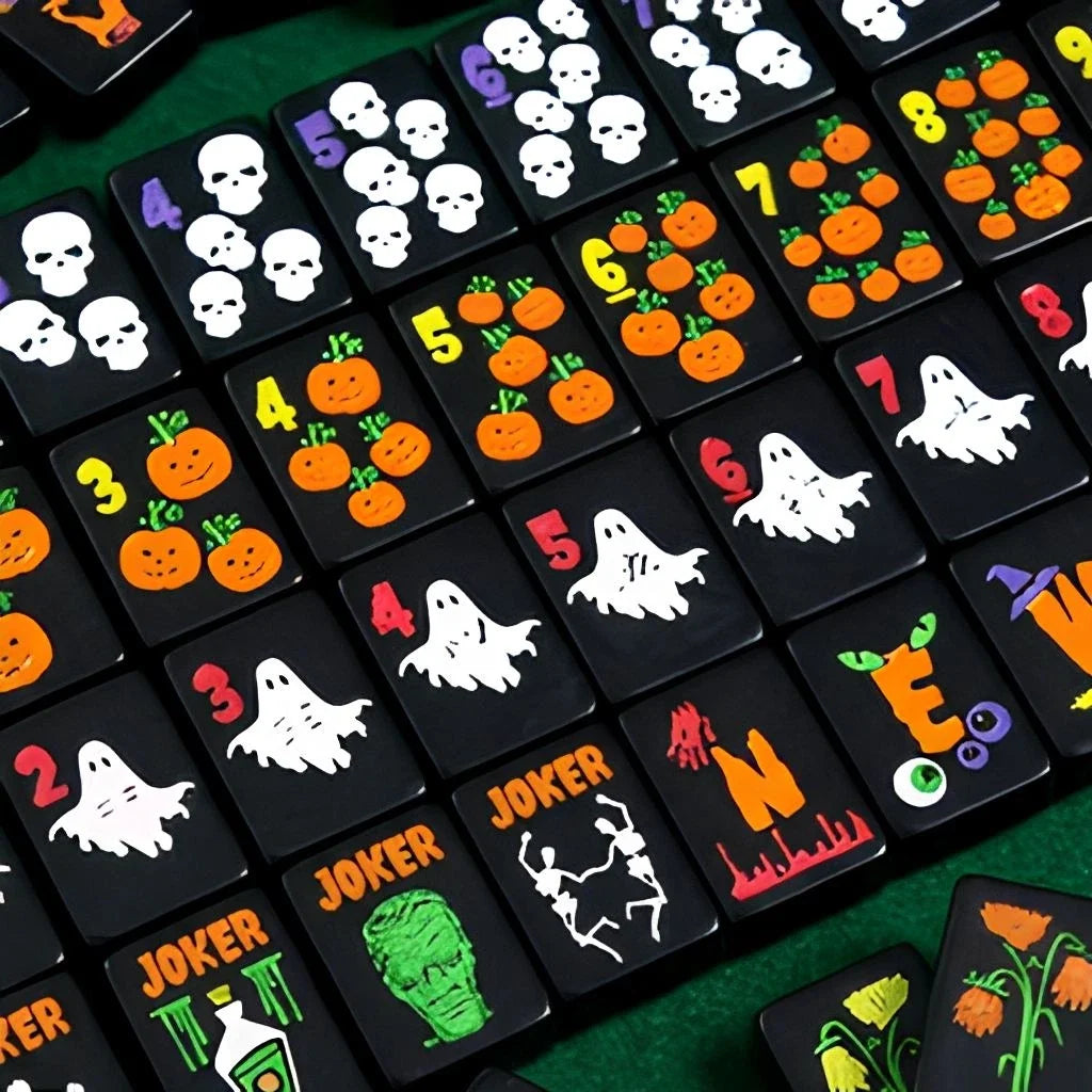 Black Halloween Themed American Mahjong Tile Set Free Shipping