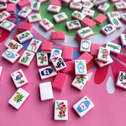 Luxury Pink Edge Tropical Flamingo Floral American Mahjong Set 160Pcs Free ship