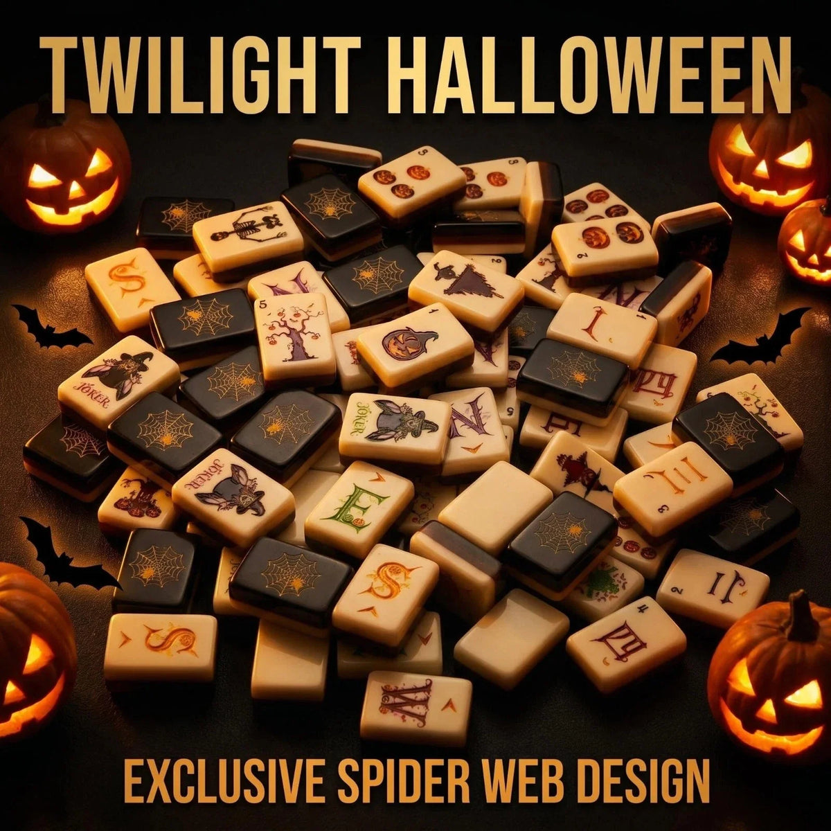 Halloween Themed Acrylic American Mahjong Complete Set, 160 Tiles (Tiles only)