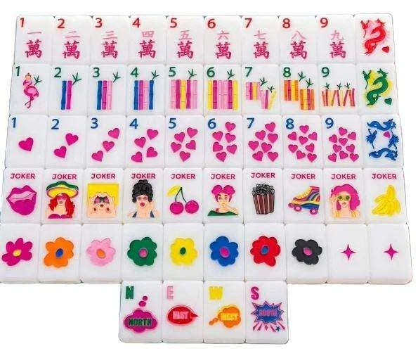 Pop Diva Themed Single-Layer Engraved Acrylic American Mahjong Complete Set 160
