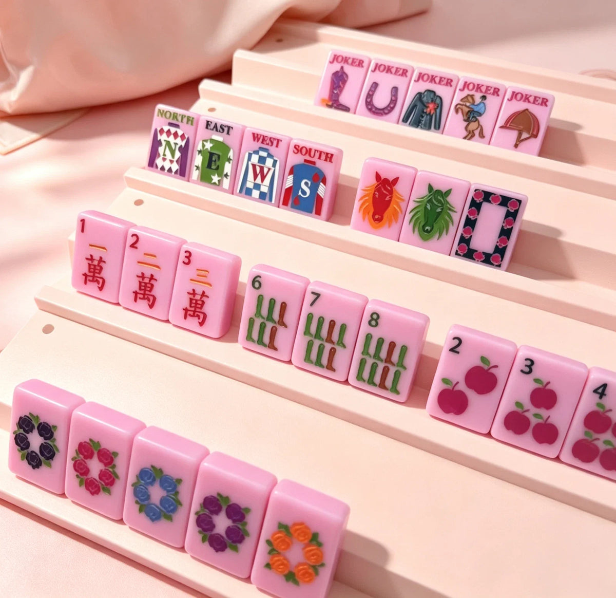 Year of the Horse Saddle Pink tiles Mahjong game Free Shipping