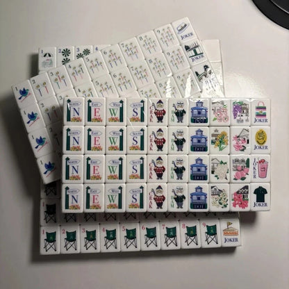 2026 Luxury Green Masters Golf American Version Acrylic Mahjong Set & Tiles