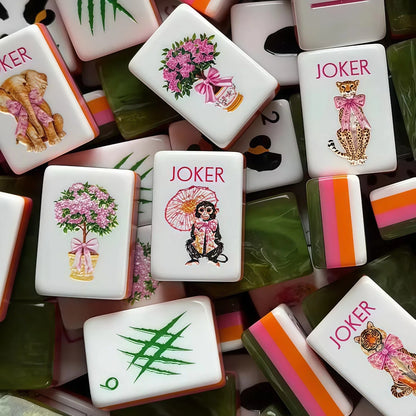 WILD ONES Dominoes 160-Piece Luxury Modern Portable Deluxe Carved Mahjong Set
