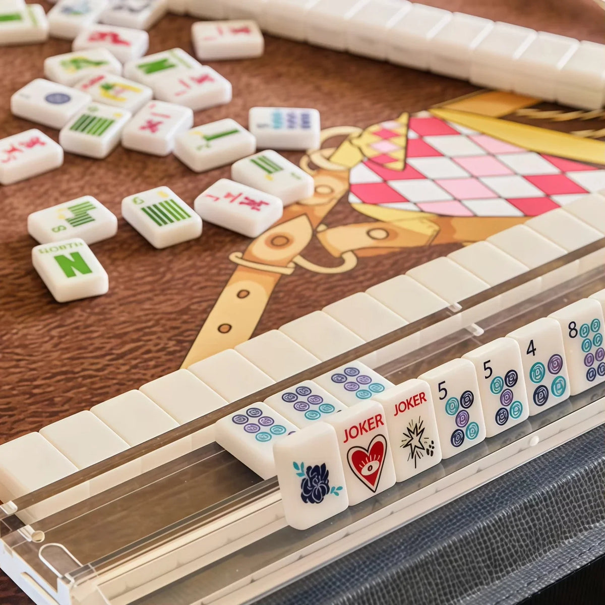 Mahjong Tiles 160-Piece Set Springtime Safari - Bright White Acrylic Tiles