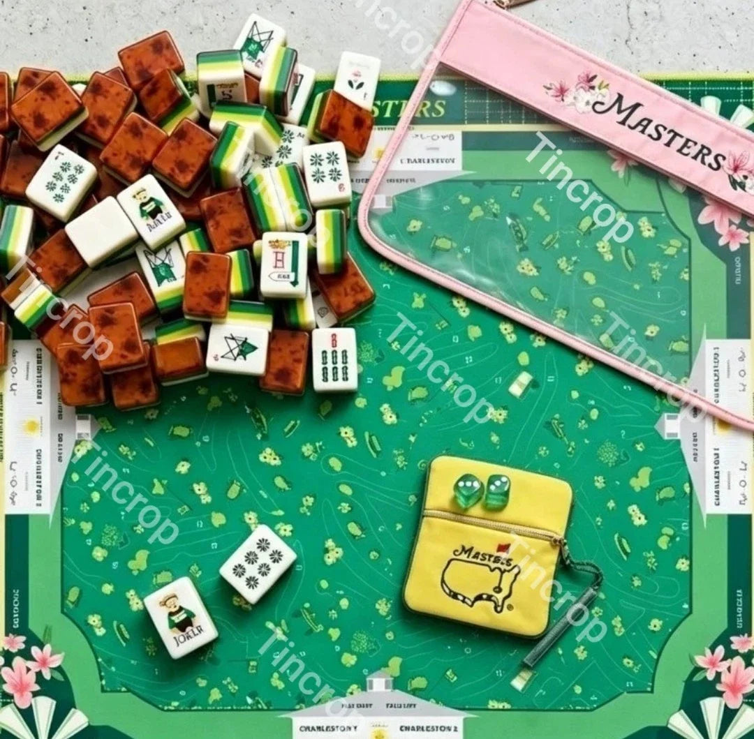 2026 Luxury Green Masters Golf American Version Acrylic Mahjong Set & Tiles