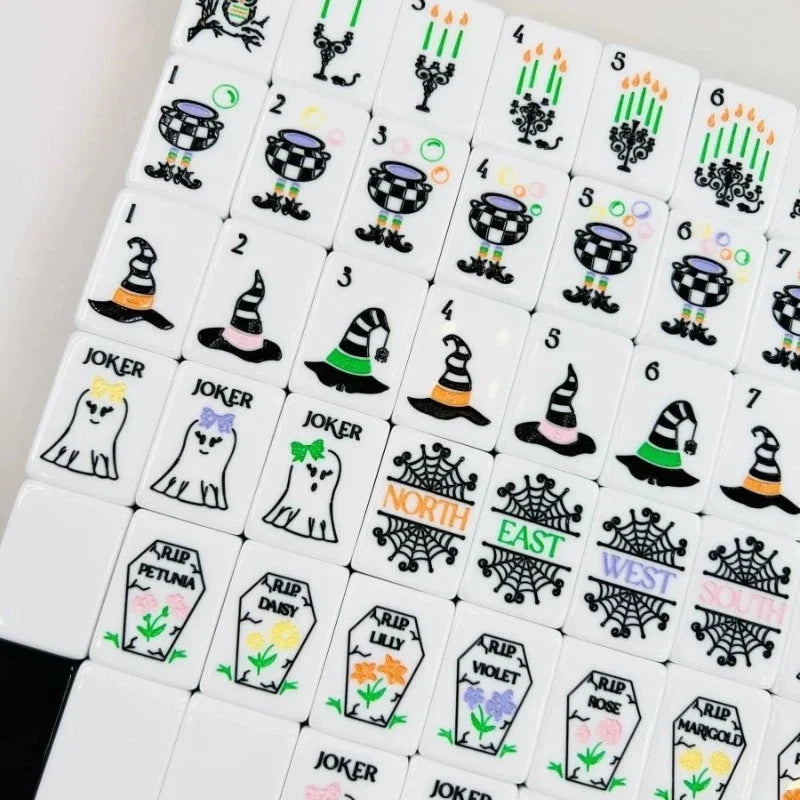 Halloween Hocus Pocus American Mahjong 160 set 2-Layer Engraved Acrylic Tiles